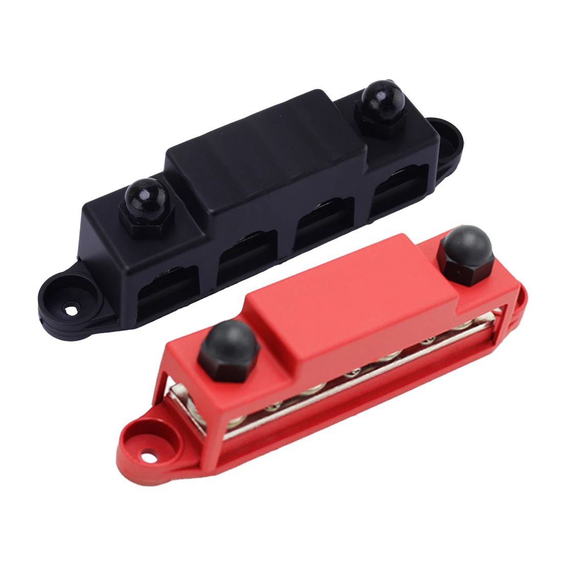 

Red & Black 3/8" M10 48V 250A Marine Car 4 Post Power Distribution Block Bus Bar With Cover Fit for Trucks RVs Boats Trailers