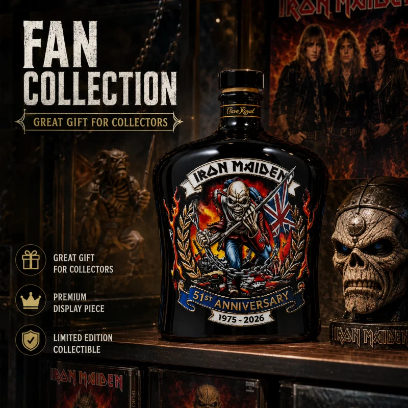 Iron Maiden 51st Anniversary 1975-2026 Commemorative Whiskey Decanter Bottle Heavy Metal Rock Music Fans Collection Home