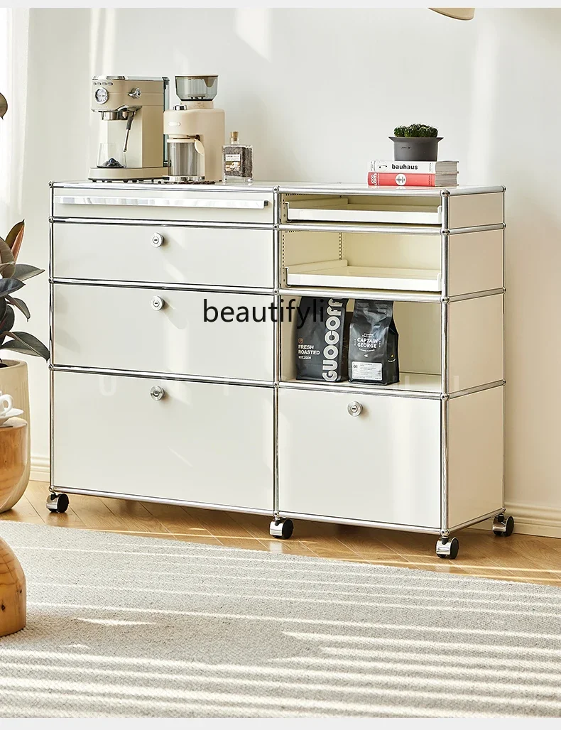 

xzzCoffee Module Cabinet Module Stainless Steel Storage Bucket Cabinet Storage TV Bookcase
