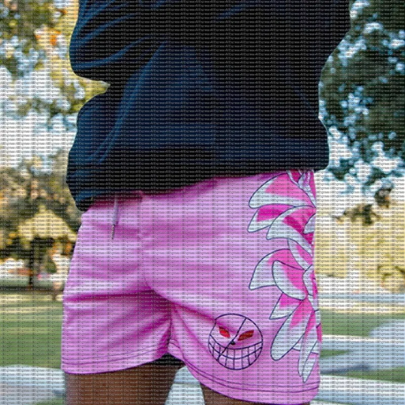 Anime Animation Peripheral Pink Screen Printing Shorts Drawcord Breathable Basketball Sports Casual Shorts for Men and Women