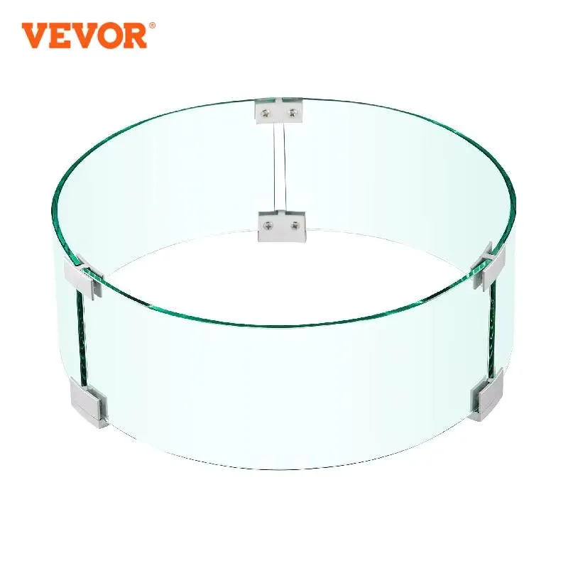 

VEVOR Fire Pit Wind Guard Thick Fire Table Accessory Clear Tempered Glass Flame Guard for Propane Gas Outdoor Patio Backyard