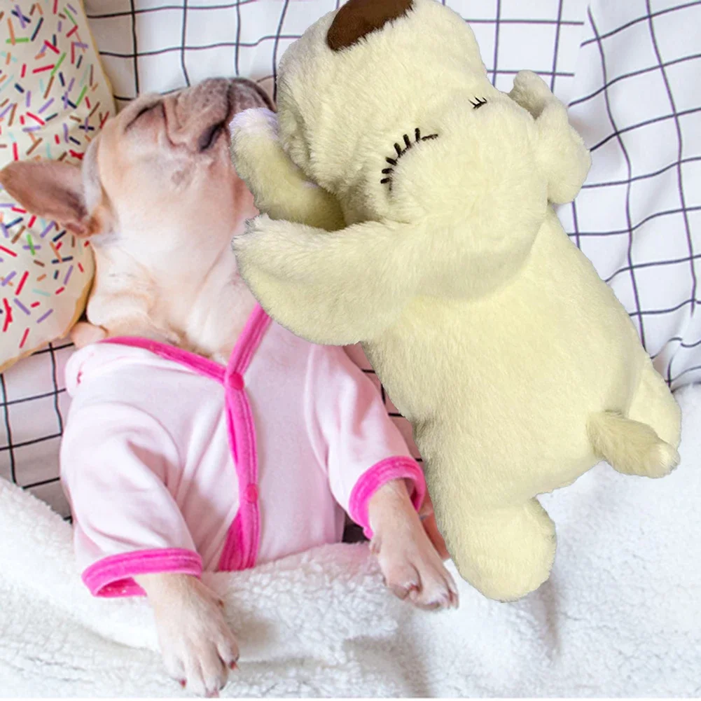 Cute Heartbeat Puppy Behavioral Training Toy Plush Pet Comfortable Snuggle Anxiety Relief Sleep Aid Doll for Home Pets Dog