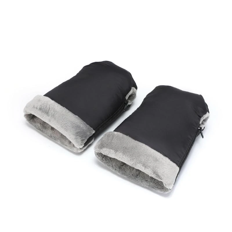 

652F Baby Stroller Hand Muff Universal Warm Mittens Stroller Gloves with Fleece Lining Zipper Gloves Pushchair Accessories