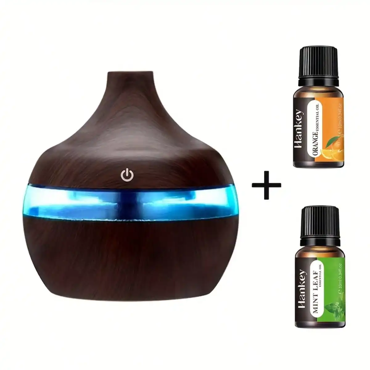

2-In-1 Wood Air Humidifier & Aroma Diffuser - 300ml USB Essential Oil Diffuser For Home, Office, Yoga Studio - Aromatherapy Machine With 2 Oils Included