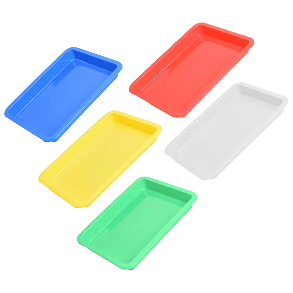 5Pcs Multi-Color Plastic Art Trays Sturdy Rectangular Organizer Tray for DIY Projects Craft Supplies Painting Snacks and Food