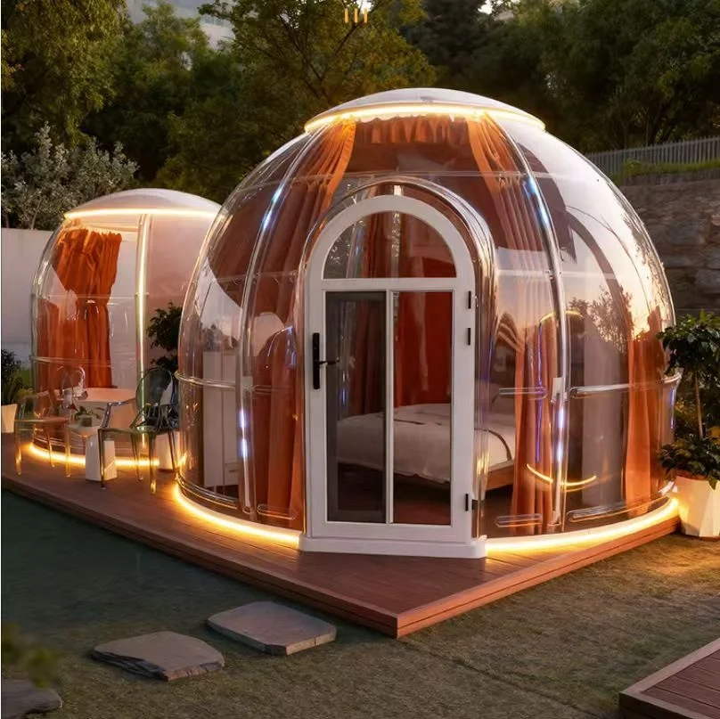 Transparent Bubble Dome Starry Sky House Outdoor Glamping Room Customized 2.4m Height 4.5m Width For Camping Resort Patio Event