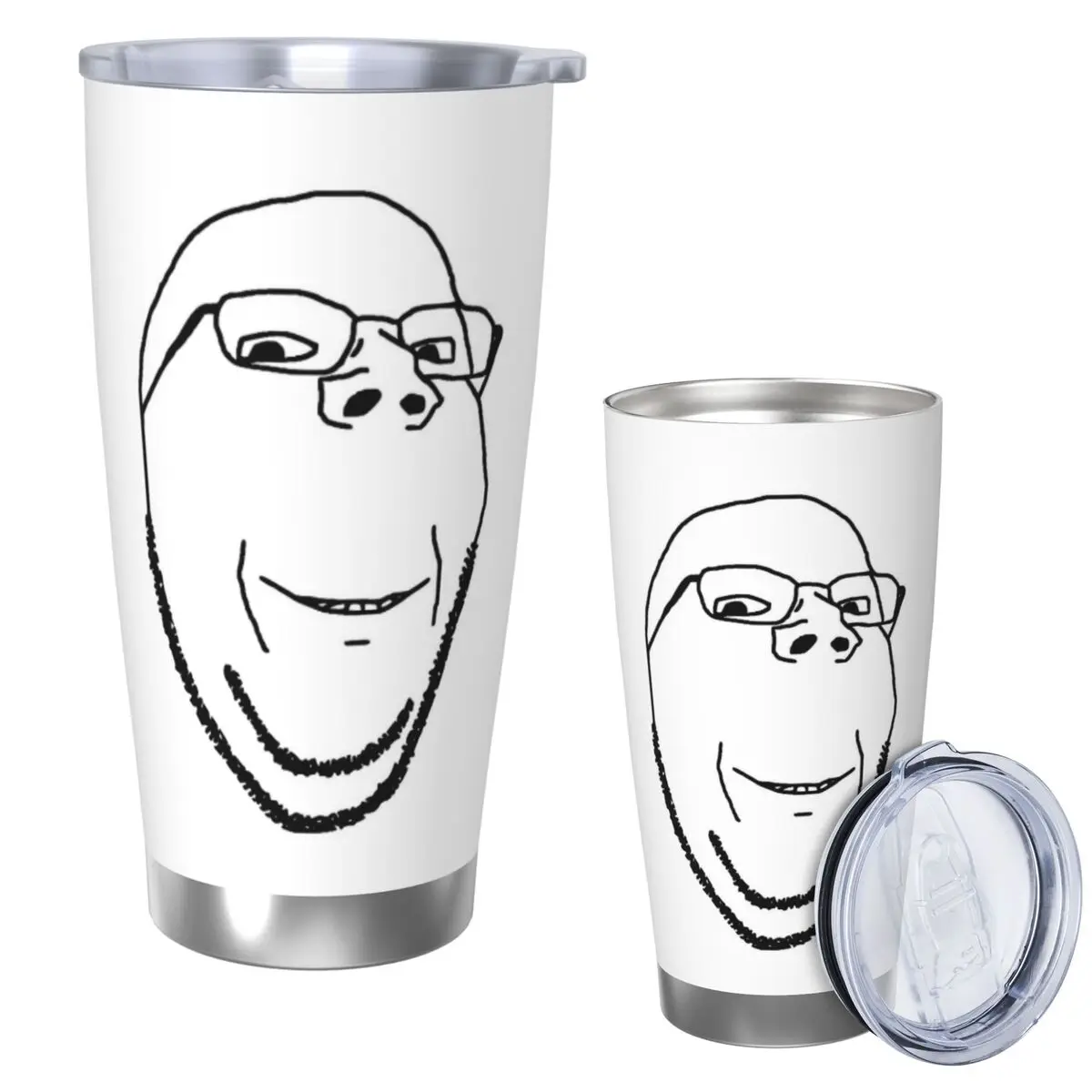 

Smiling Wholesome Wojak Soyjak Stainless Steel Tumbler Vacuum Insulated Mug Thermal Cold Bottle Straw With Lid 20oz