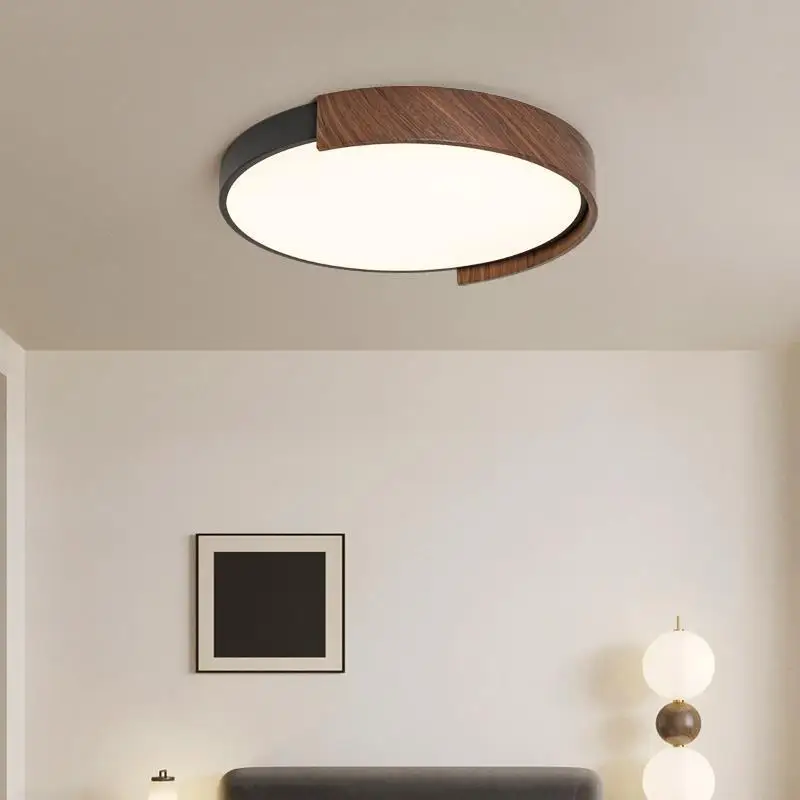 

Итальянский потолочный светильник для защиты глаз, минималистичный стиль, круглый потолочный светильник для спальни, светильники для комнаты из орехового дерева