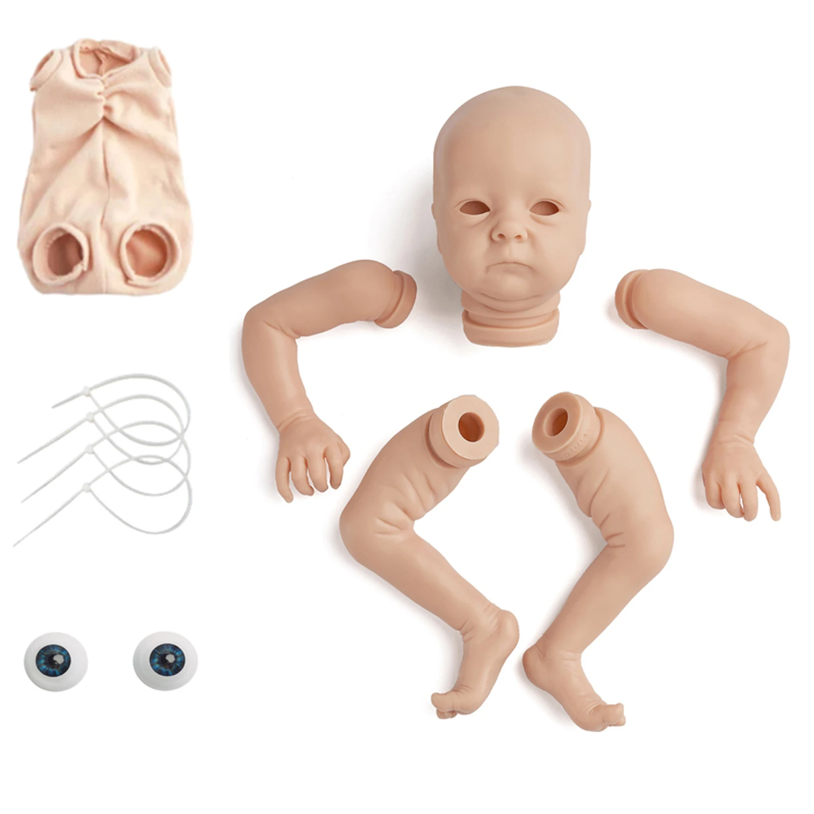 Tink Blank Reborn Kit Vinyl Unpainted Unfinished Blank Reborn Doll Parts DIY Blank Kit DIY 3D Painted Reborn Kit Blue Eyes