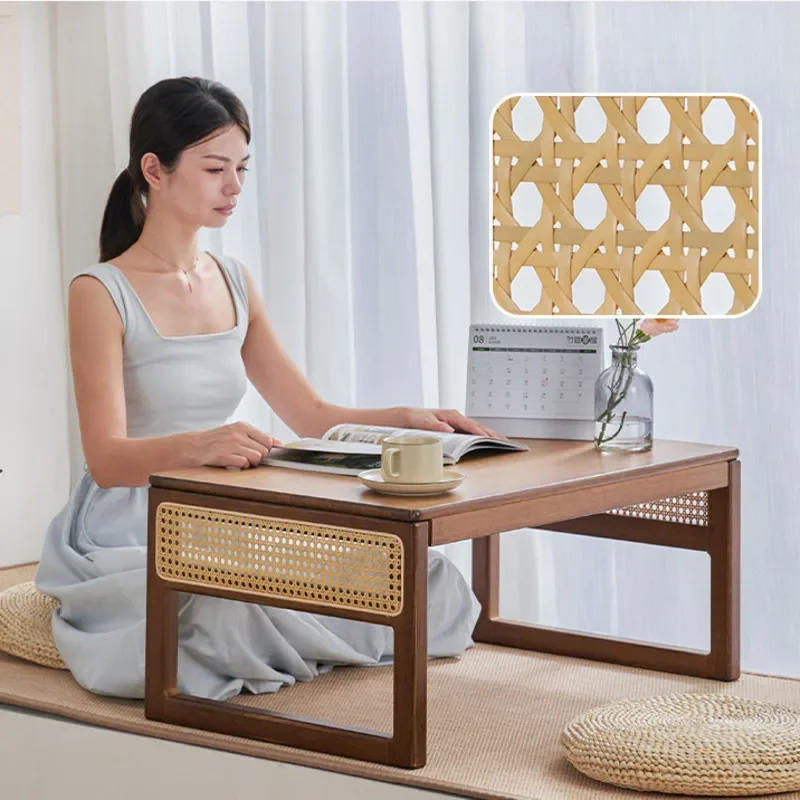 Thicker Bamboo Bay Window Table Japanese Tatami Low Table Household Rattan Bedroom Table Multi-functional Home Furniture