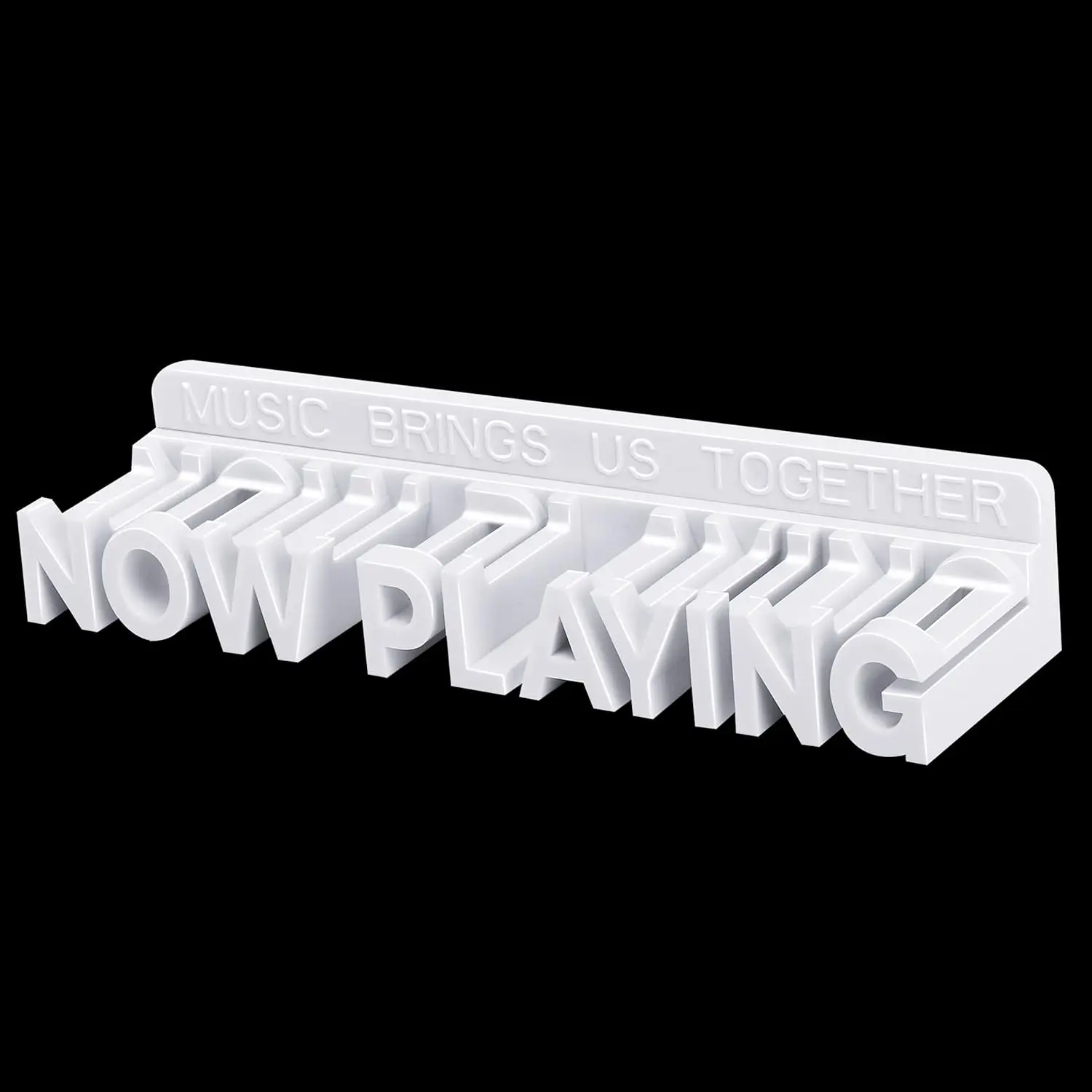 

Wall-Mounted Vinyl Record Shelf, Floating Now Playing Holder for Collectors - Home Office Decor, 3D Design White