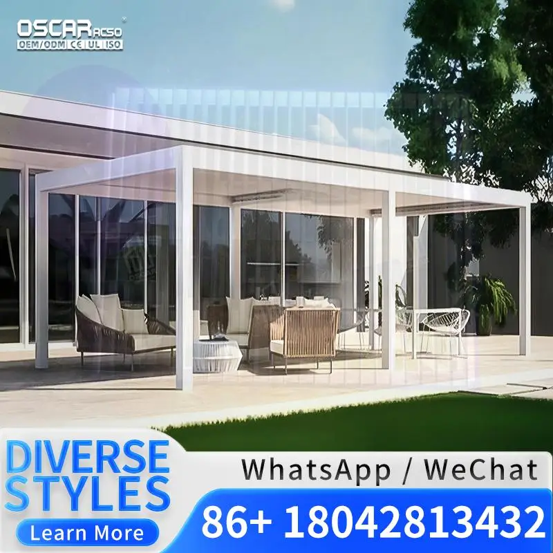 4X4 Meter Strong Wind Load Garden Decoration Aluminum Frame Roller Screen Steel Sun Shade for Outdoor Patio Balcony Terrace Perg