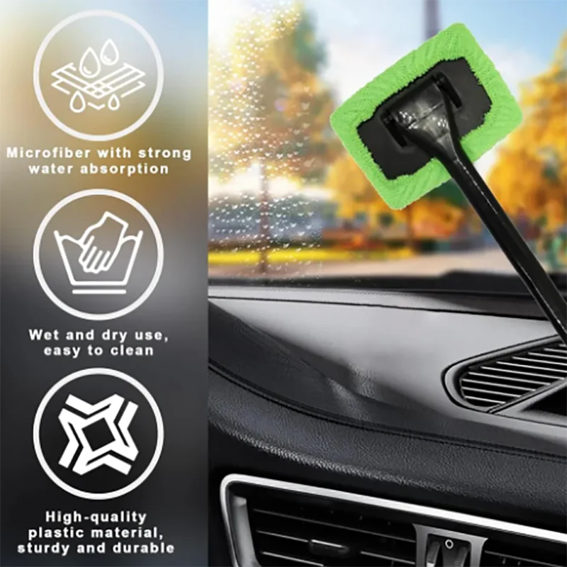 

Car Window Cleaner Brush Kit Windshield Wash Tool Inside Interior Auto Glass Wiper with Long Handle Car Accessories