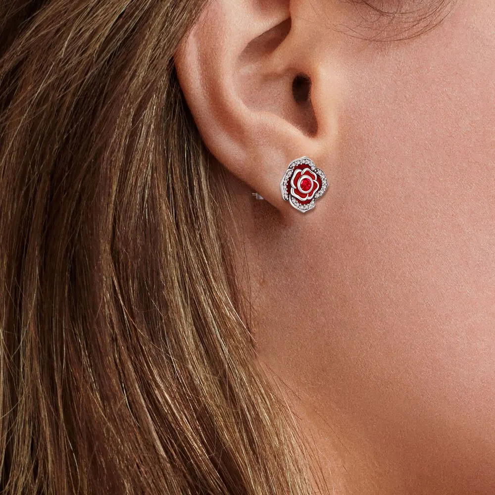 2025 925 أقراط من الفضة الاسترليني أقراط وردية أقراط أصلية للسيدات موضة الأصدقاء حفلة ملابس يومية هدية