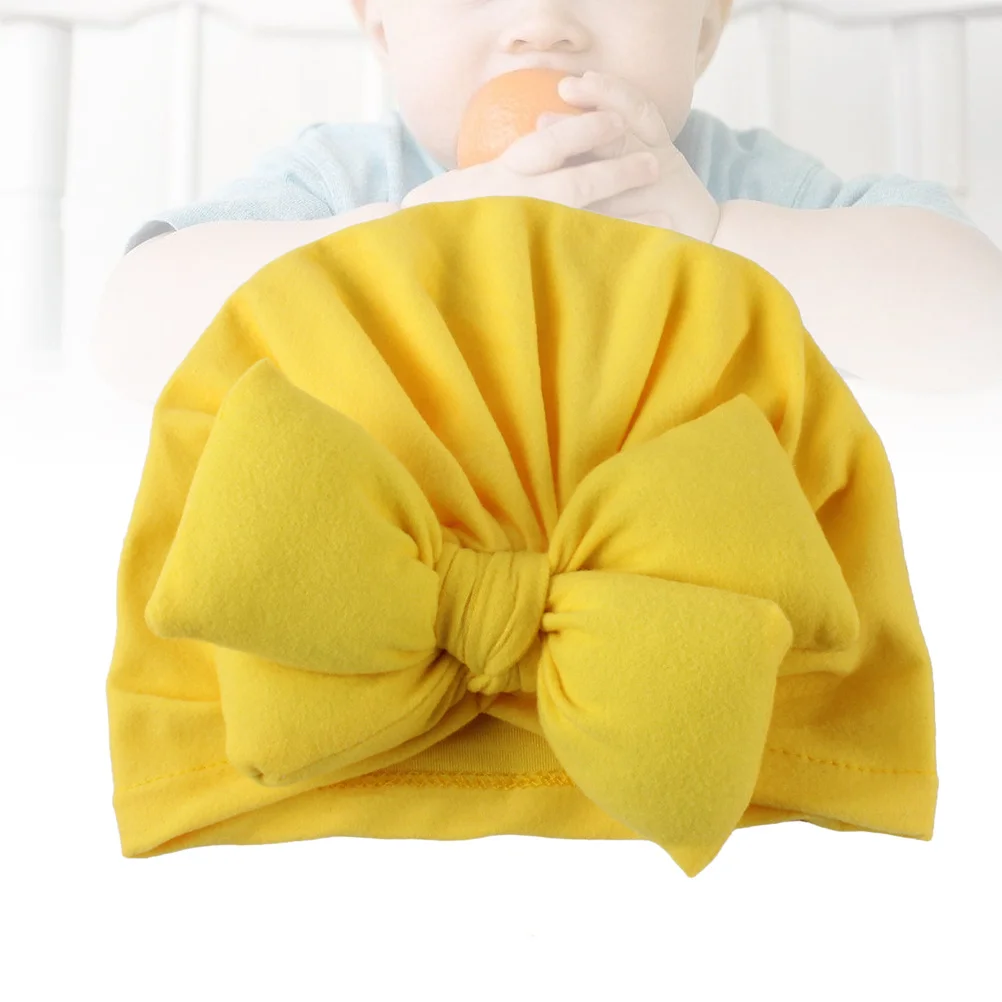 

Baby Hat Newborn Photography Prop Cotton Polyester Infant Bowknot Headdress Yellow Daily Wear Comfortable Adorable Design