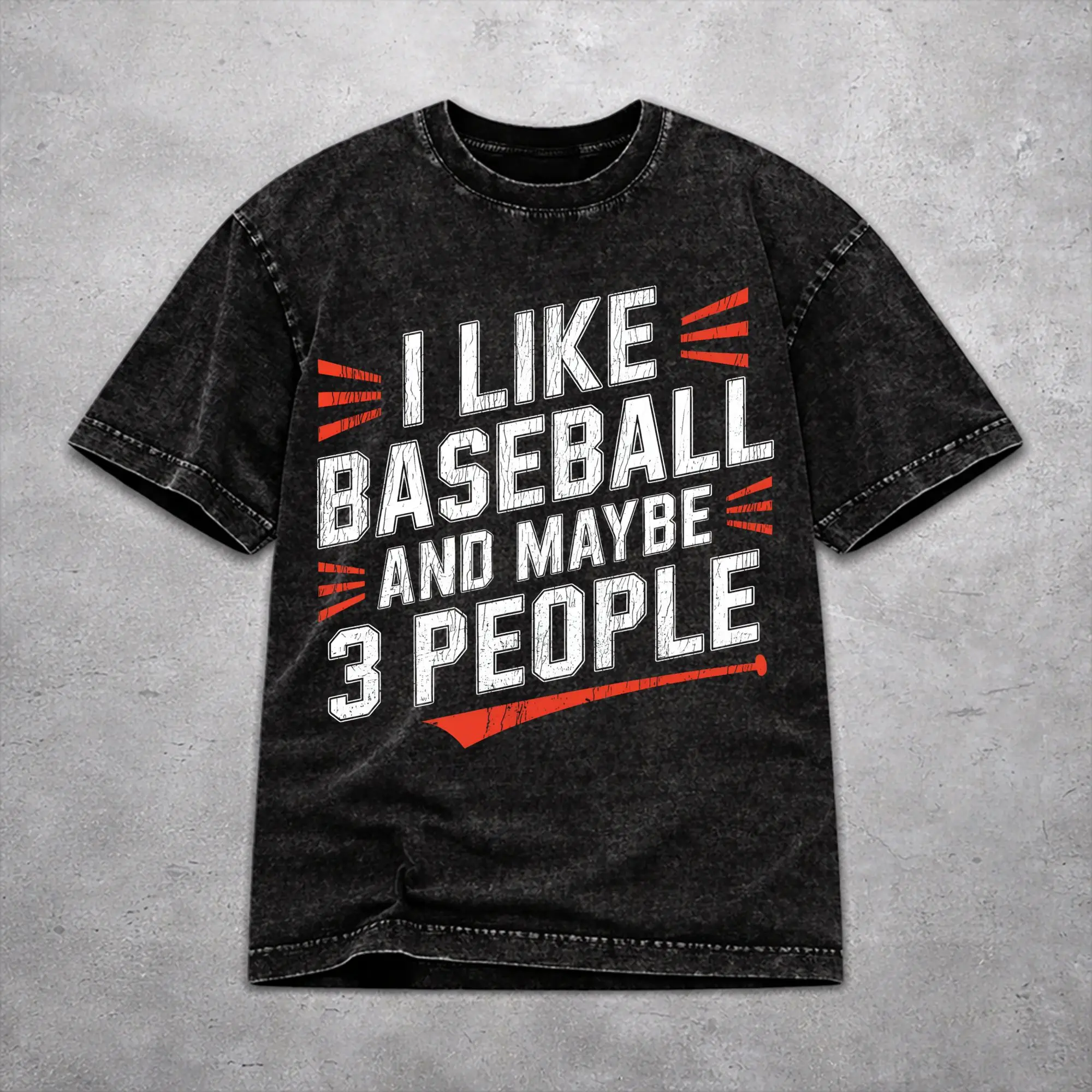 Men Women I Like Baseball And Maybe 3 People   Shirt Graphic Vintage Washed  Fashion Outfit Tees