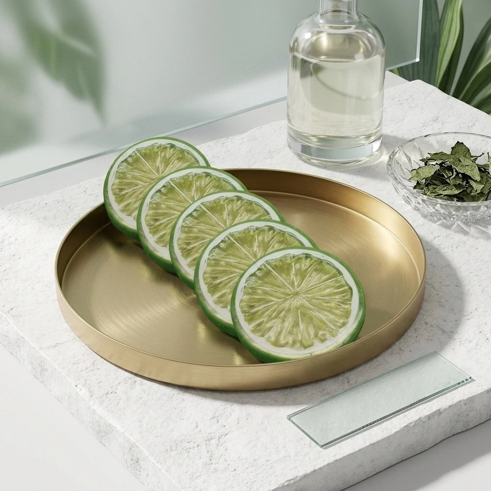 64PCS Realistic Artificial Plastic Fruit Slices Lemon For Cherry And Ice Cubes For Home Kitchen Party Photography Decorative Pro