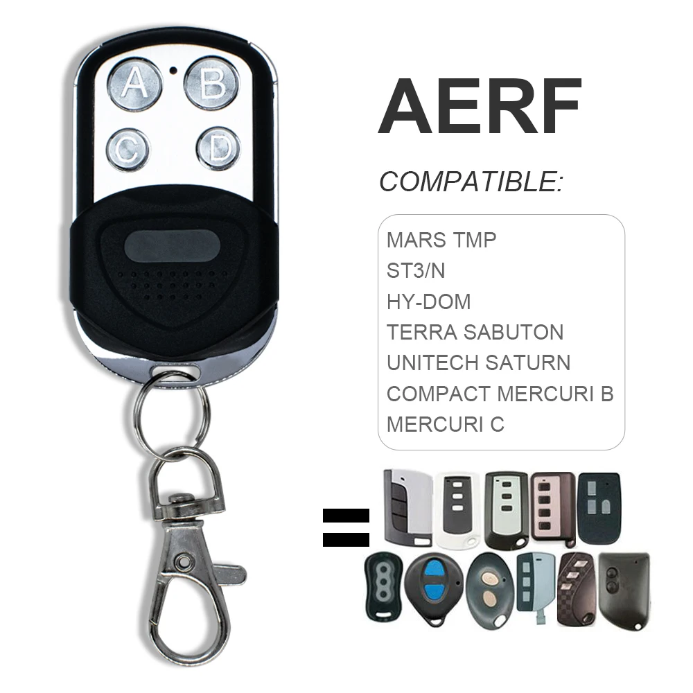 

AERF Garage Remote Control Compatible With AERF HY-DOM TERRA C4 SABUTON UNITECH MERCURI COMPACT MARS ST3/N TMP1 TMP2 433MHz