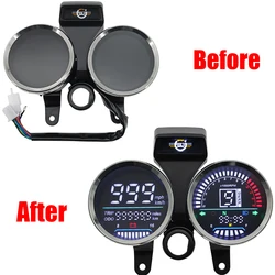 For Suzuki GN 125 LED Digital RPM Odometer Speedometer Gauge Waterproof Motorcycle Speedometer Dashboard with Bracket