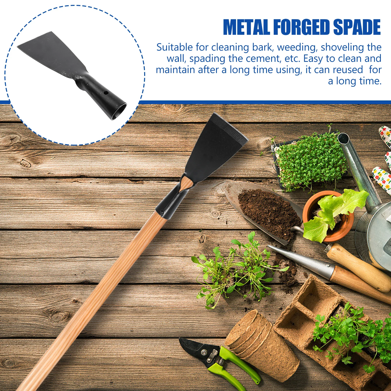 

7cm Full Black Steel Deck Blade Putty Knife Multi purpose Shovel Sturdy High Hardness Wall Cleaning Bark Weeding
