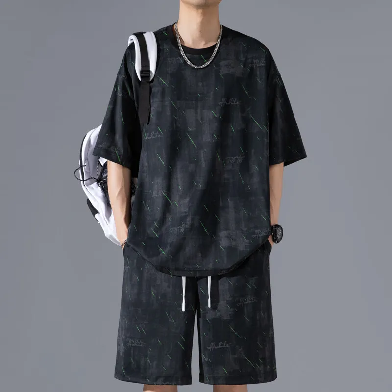 

M-XXXXXL Men's Plus Size Short Sleeve T-Shirt & Shorts Set Comfortable Summer Streetwear Casual Outfit 2 Piece Lounge Wear 5XL