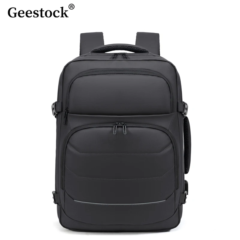 Geestock Men's Waterproof Travel Backpack Minimalist USB Charging Port Bag Fit 15.6