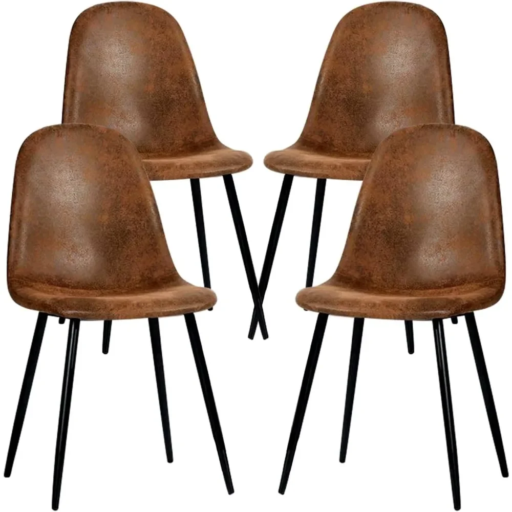 Dark Brown Dining Chair Dining Chairs Set of 4 Kitchen Chairs With Metal Legs for Living Room Home Bar Chair Design Armchair