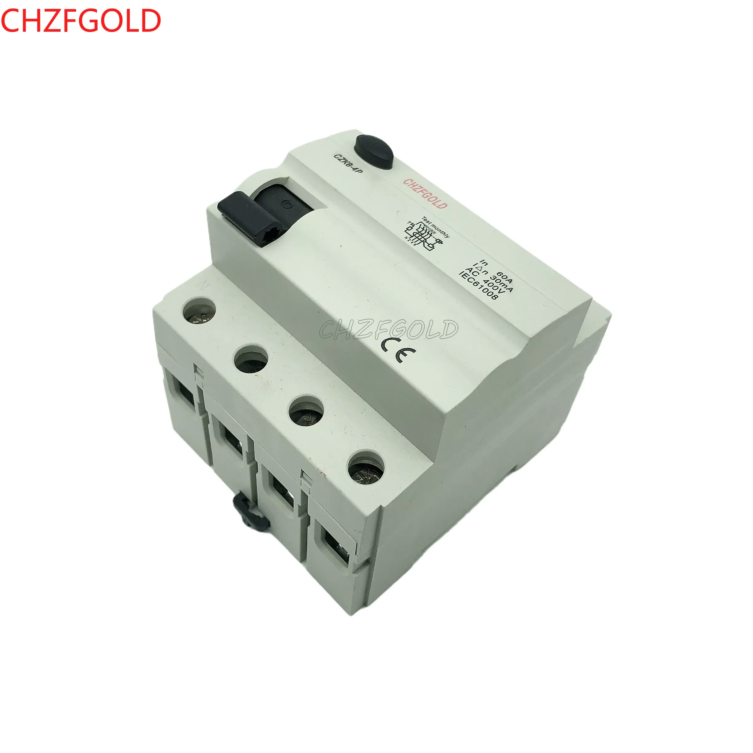 CHZFGOLD Din السكك الحديدية تسرب الأرض قواطع التيار تيار مستمر RCCB RCD 4P 63A 30mA 300mA نوع B 10KA