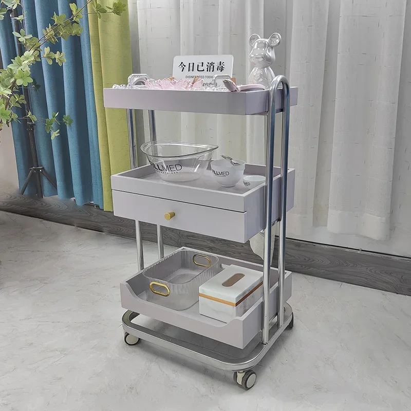 Solid Wood Storage Trolley Carts Modern Simple Fashion Specific Salon Trolley Manicure Salon Furniture Kosmetik Wagen FYST
