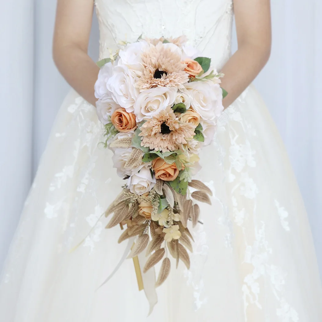 European and American wedding bride water drop bouquet simulated flower wedding decoration wedding scene arrangement