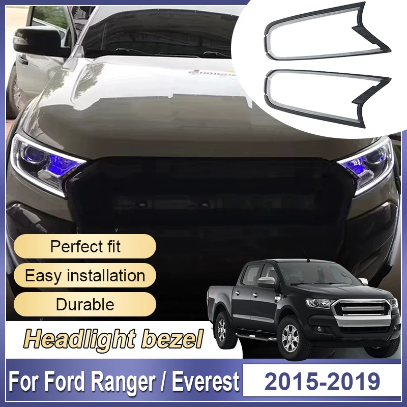 

LED DRL For Ford Everest Ranger Accessories 2015 2016 2017 2018 2019 Head Light Covers Car Headlamp Headlight Trims Guards Parts