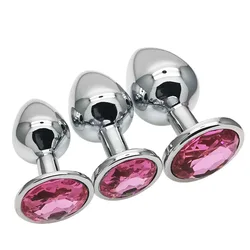 3PCS Multi Size metallo diamante anale Buttplug giocattoli per uomo donna coppie espansori anali Sm giocattoli adulti del sesso Gay sesso estremo Bdsm sesso