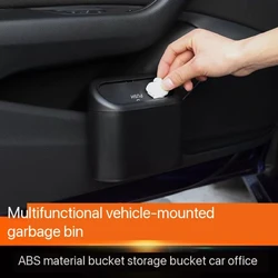 Car Trash Bin Hanging Vehicle Garbage Dust Case Storage Box Black Square Pressing Type Trash Can Auto Interior Accessories