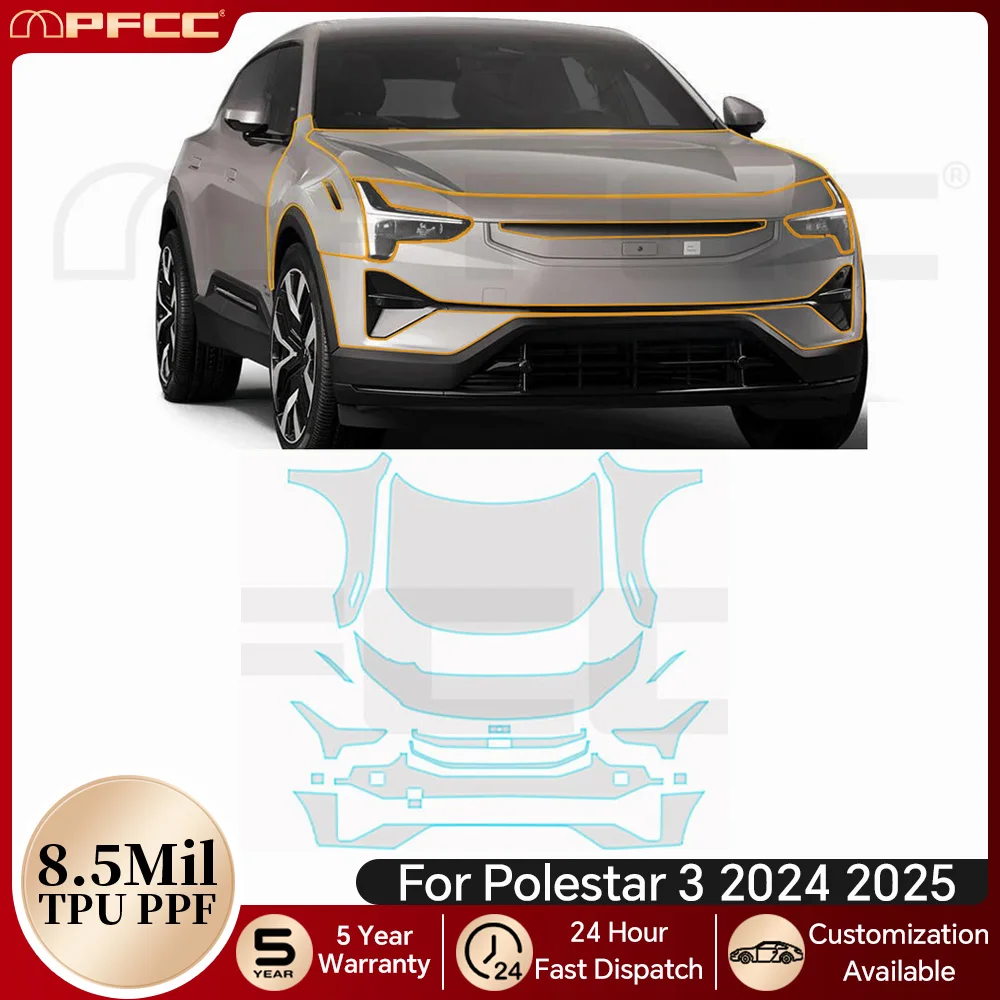 

For Polestar 3 2024 2025 8.5Mil TPU Paint Protection Film Pre-cut PPF Bra Car Body Bumper Anti-Scratch Clear Kit Resistant Cover