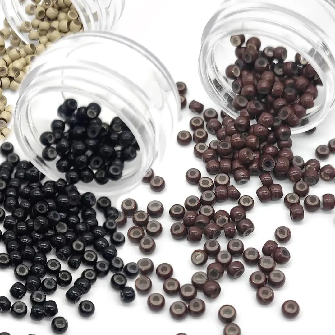 200/500 Stuks 3mm Siliconen Nano Ringen Koperen Ringen met Siliconen Gevoerde Haarkralen Haarringen Haarverlenging Gereedschap - afbeelding 2