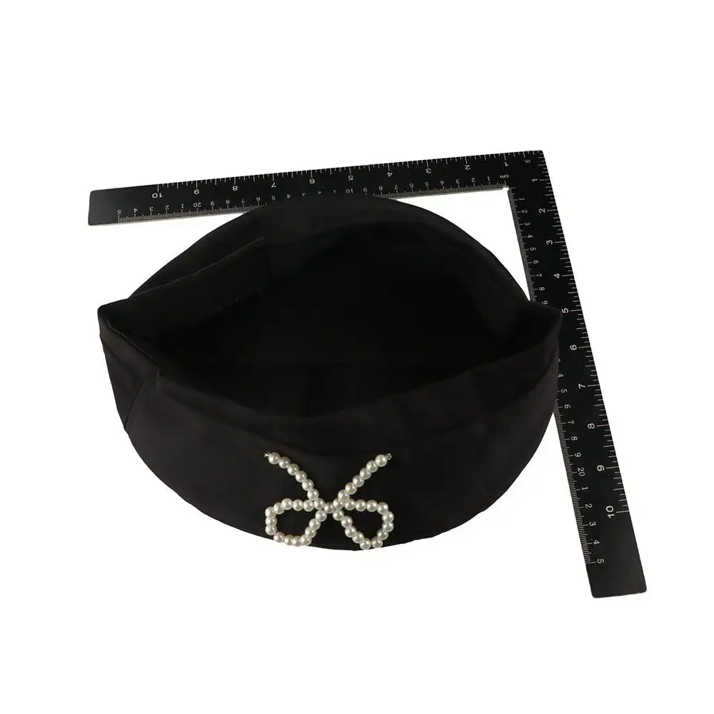 Temperament Pearl Bow Beret Y2K Girl Solid Color Women Octagonal Hat Newsboy Cap Artist Hat Painter Hat Outdoor