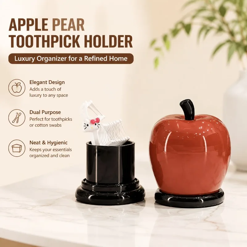 Apple Pear Toothpick Holder 2026 New Luxury High-End Home Creative Cotton Swab Organizer