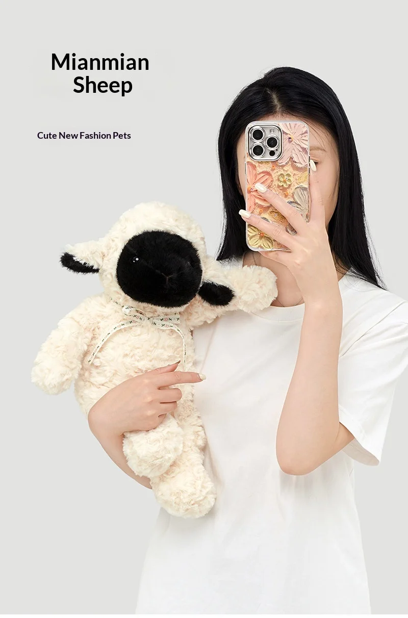 

Hugs Baby Cute Fluffy Black Face Lamb Plush Toy Stuffed Animal Sleeping Cuddle Doll For Girls Birthday Gift Bedroom Companion