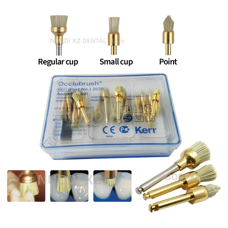 

Dental Kerr Polishing Cup Point Assorted Kit 2520 Occlubrush Resin Polishing Brushes for Low Speed Handpiece Dentist ClinicTools