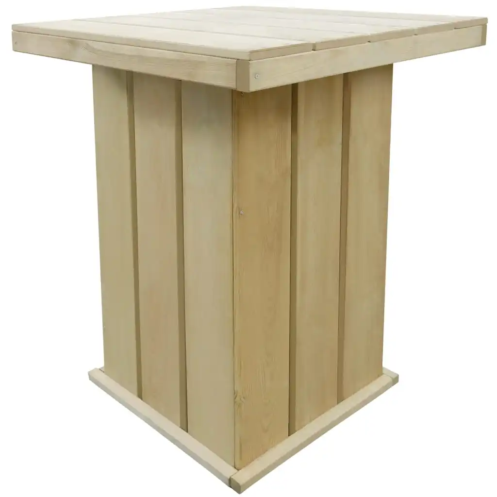 Table de bar 75x75x110 cm en pin imprégné, table de jardin moderne et imperméable, en bois, pour patio, cour, loisirs (table uniquement)