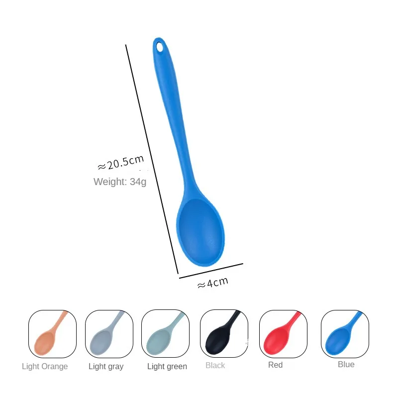 Silicone Spoon Long Handle Kids Mixing Soup Spoon Non-stick Stirring ,Serving Scoop Cooking Utensils, Ladle Kitchen Accessories