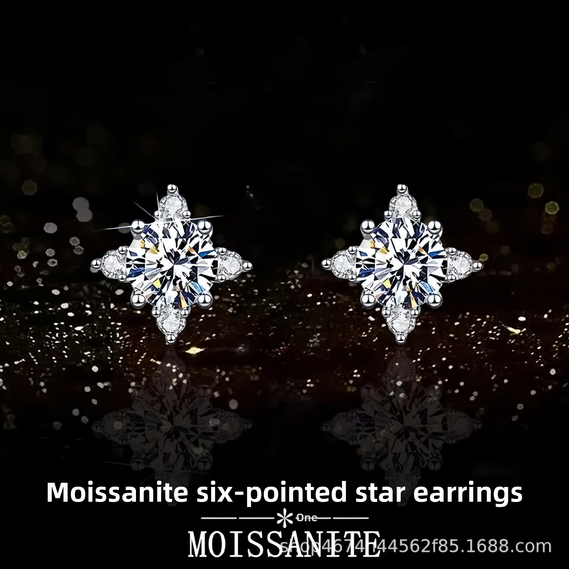 

S925 Sterling Silver 4-Prong Star 1CT*2 Moissanite Stud Earrings for Women - Luxury Jewelry