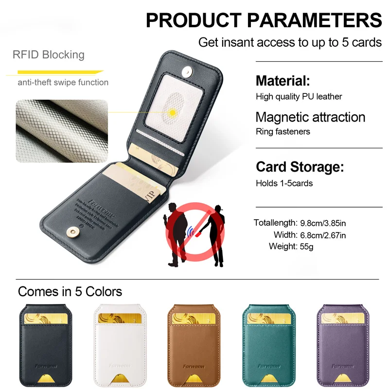 RFID Shielded Card Wallet Magnetic Phone Wallet Case with Card Slots,Faux Leather for Secure ID & Credit Card Storage,Men'S Gift