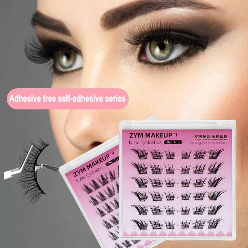1 Box Self Adhesive Eyelash,Pre Glued Eyelash,Cluster Eyelash,No Need Glue,Easy To Put On, Diy Eyelash Extension