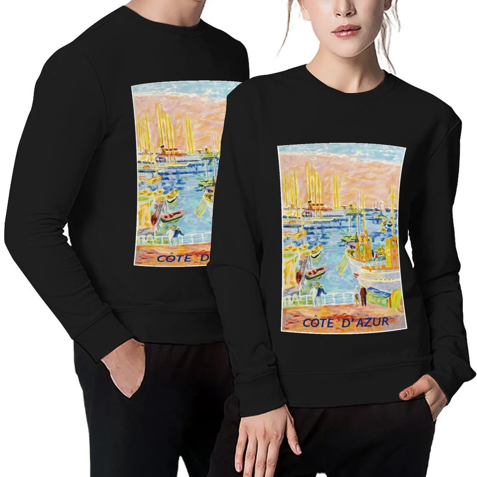 

Cote d' Azur, France Vintage Travel Poster Pullover men's coat autumn mens clothing aesthetic sweatshirts