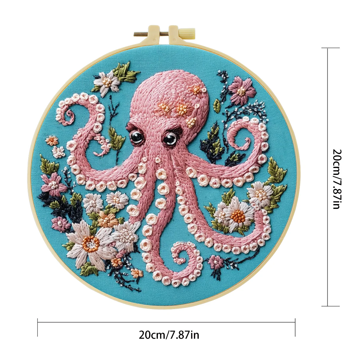 1 Stück 20X20CM/15X15CM 7,87/6,3 Zoll Oktopus-Stickerei-Starter-Kit DIY-Kit DIY-Stickerei-Set Handarbeiten Heimdekoration Nähkunst – Detail 4