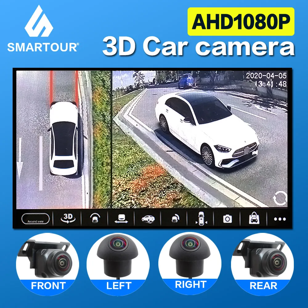 Smartour Uniwersalna kamera 3D 360 4 AHD 1080P 720P Samochodowa kamera cofania do radia z systemem Android Odtwarzacz stereo
