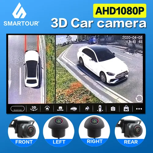 Imagen 1 del producto Smartour Universal 3D 360 4 cámara AHD 1080P 720P sistema de cámara de visión envolvente para coche cámara de marcha atrás para reproductor estéreo de Radio Android