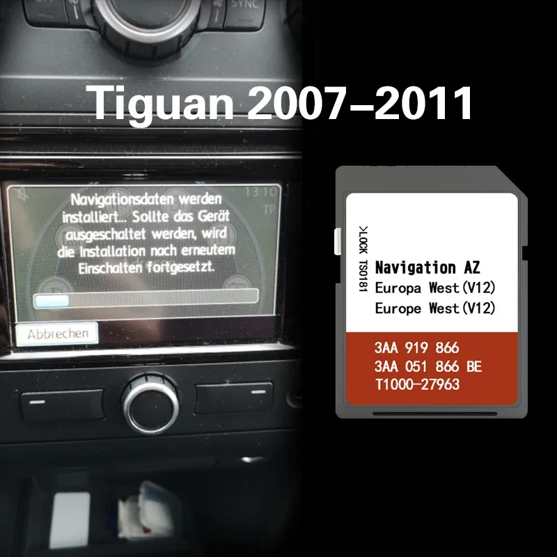 Navigation Sat Nav for Tiguan 2007-2011 Cover Slovakia Czech Republic GPS AZ V12 WEST Map Card