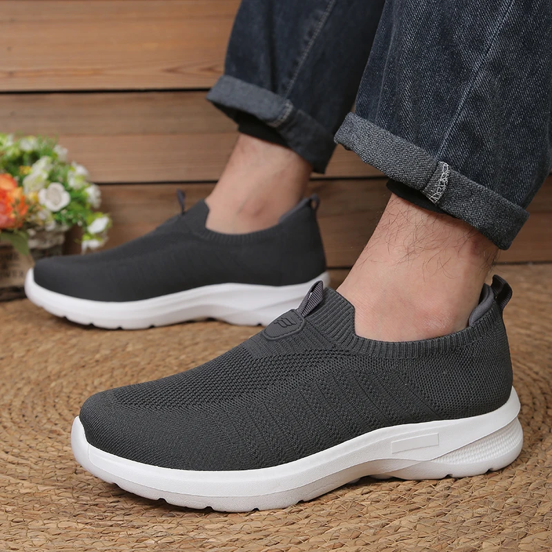 Men's Height Increasing Slip On Sneakers, Breathable Knit Casual Shoes, Non-Slip Lightweight Walking Loafers for All Day Comfort
